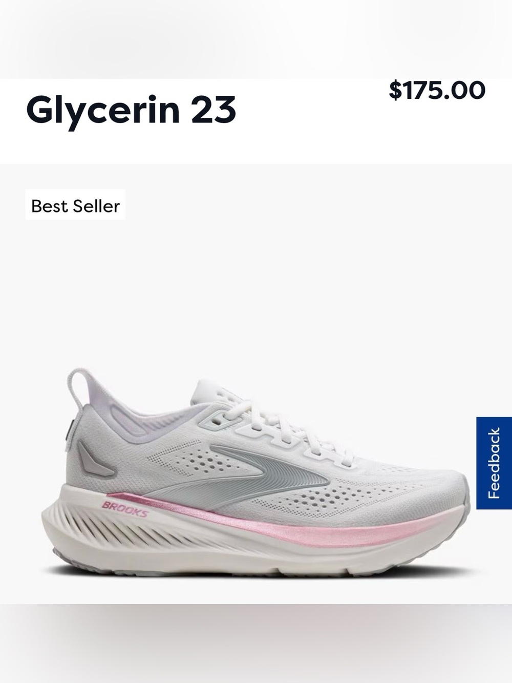 Brooks glycerin 23 running shoes size 8.5 white harbor mist metallic NIB - Picture 4 of 14